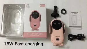FC15W Car Wireless Charger Infrared Induction Auto Clamp Magnetic Vehicle Mount Fast Charger Phone Holder For 14 13 Samsung