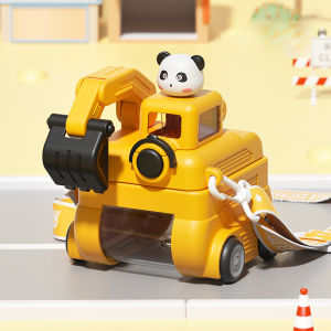 500ML Excavator Water Bottle Cute Kids Toy Straw Water Bottles BPA Free Train Botol Air Budak