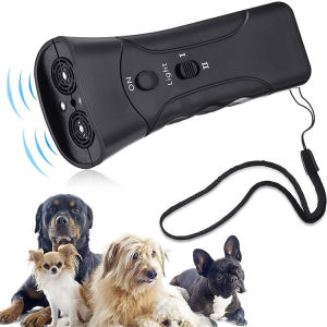 Handheld Ultrasonic Dog Repeller Dog Training Device 2-in-1 LED Flashlight