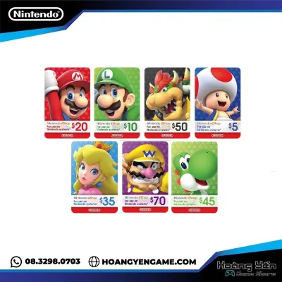 Thẻ Eshop Gift Card hệ Us Code Eshop Nintendo