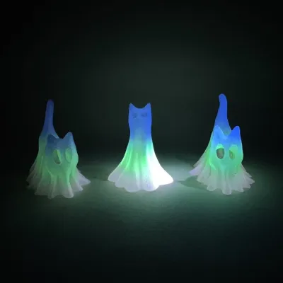3PCS/SET Plastic Material Halloween Cat Figurines Glow-in-the-Dark Funny Tabletop Shelf Figurines Party Supplies Miniature Ghostly Cats Christmas Decoration