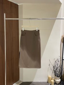 2026 New Early Autumn Women French Retro Side Split Versatile Straight Mid-length Skirt