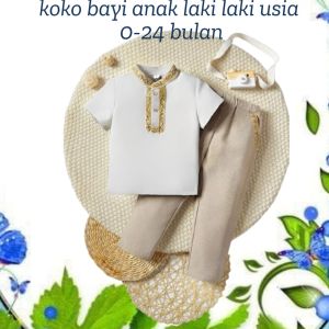Setelan Koko Bayi Anak Laki Laki Bahan Toyobo  Usia 0-24 Bulan