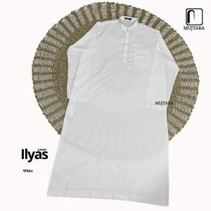 Pakaian Muslim Pria Gamis Jubah Ilyas Dewasa Bahan Super Silky Polos Hitam Silver Mocca Putih Jubahh Haji & Umroh New Arrival Kancing Lengan Panjang