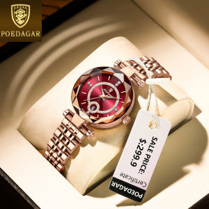 Swiss brand POEDAGAR luxury watch for women waterproof new ultra-thin stainless steel diamond calendar quartz watch rosegold