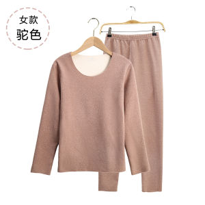Womens Thermal Underwear Set Mens Autumn Clothes Plus Fleece Inner Wear Bottoming Shirt Slim Fit