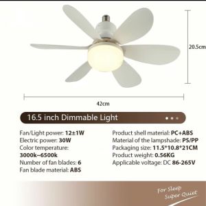 E27 LED light ceiling fan with light and remote control 30W bulb dimmable for bedroom kitchen living room