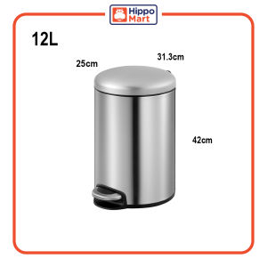 EKO Dustbin | Maggey | EK9213 | Trash Bin | Waste Bin | Stainless Steel | Soft Closing | Round Step Pedal Bin