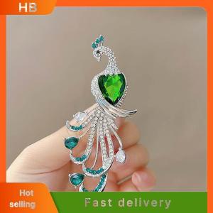 HB Fashion Exquisite Peacock Rhinestone Brooch For Women Clothing Coat Accessories Gifts
