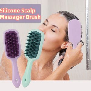 Long handle Silicone Scalp Massager Brush Soft Shampooing Brush Hair Cleaning Exfoliating Massage Comb Massage Tool