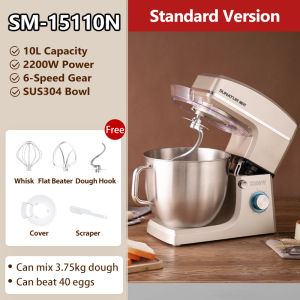 SUNATUR Heavy Duty Stand Mixer Commercial Dough Kneading Machine Multipurpose Large Capacity Baking Mixer (2200W/10L)