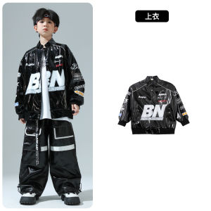 เสื้อผ้าสตรีทแดนซ์สำหรับเด็ก 2024 ใหม่สาวแจ๊สเต้นชุดเด็กผู้ชายหล่อฮิปฮอปหนังสดใสชุดอเมริกัน 12.30