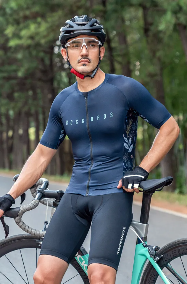 ROCKBROS Men Cycling Jersey Short-sleeved Summer Breathable Bicycle Clothes  3D Stereo Cutting Quick-drying Elastic-fit Fashionable Reflective Bike