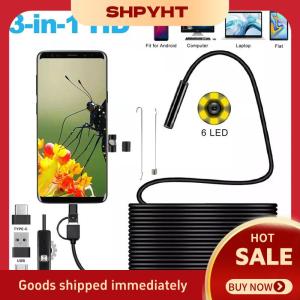 SHPYHT✨ 5.5MM Android Endoscope Camera 3 IN1 Micro USB Type C Borescope Mini Camera Waterproof LED Car Inspection For HUAWEI XIAOMI PC