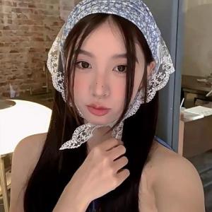 New Floral Flower Hair Bandana Women Rural Scarf Lace Splicing Triangle Headband Summer