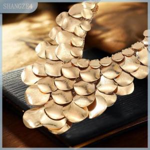 【SHANGZE4】 Phóng Đại kim loại tấm Thác tua Vòng cổ cho phụ nữ nhiều lớp dài vòng cổ Bohemian phong cách trang sức phụ kiện cổ