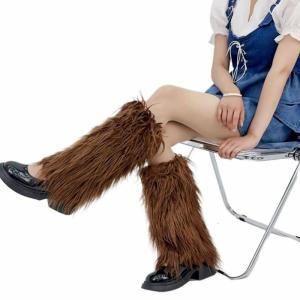 ที่อุ่นขาขนเฟอร์ขนฟูสำหรับผู้หญิงที่คลุมข้อมือเสื้อรองเท้าบู้ททำให้ขาอบอุ่นเลือนซองหุ้มรองเท้าบูทอบอุ่นนุ่มสบายชุดปาร์ตี้รองเท้าบูท