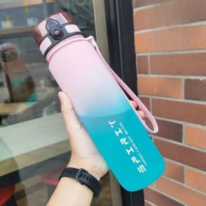 Large Capacity 1 Liter Sports Water Bottle Gradient Color PC Large Capacity Sports Kettle Beautiful 500/800/1000ml Leak Proof Colorful Plastic Cup