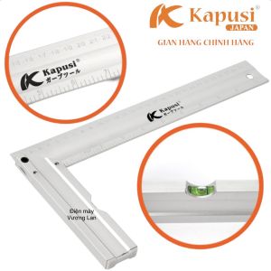 Thước đo góc vuông có thuỷ 30Cm chất liệu nhôm cao cấp Kapusi Japan thước ke góc vuông đa năng
