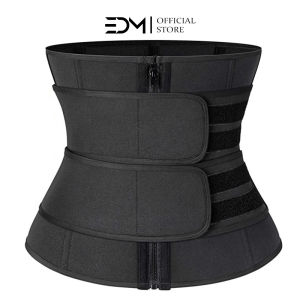 EDM Mens Waist Trimmer Support Trainer Steel Plate Back Support Zipper Sweat Belt for Slimming and Weight Loss Body Shaper