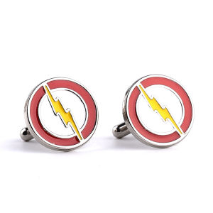 1Pair New Creative Lightning Logo Round Cufflinks Mens Premium Shirts Accessories Versatile Business Cuff Links Jewelry Gifts