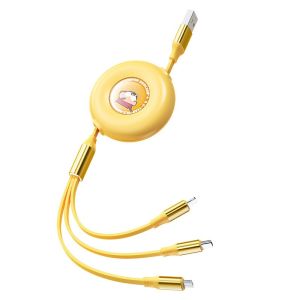 Doraemon TPE Charging Cable 3-in-1 Fast Retractable Multi Device Power Delivery G16