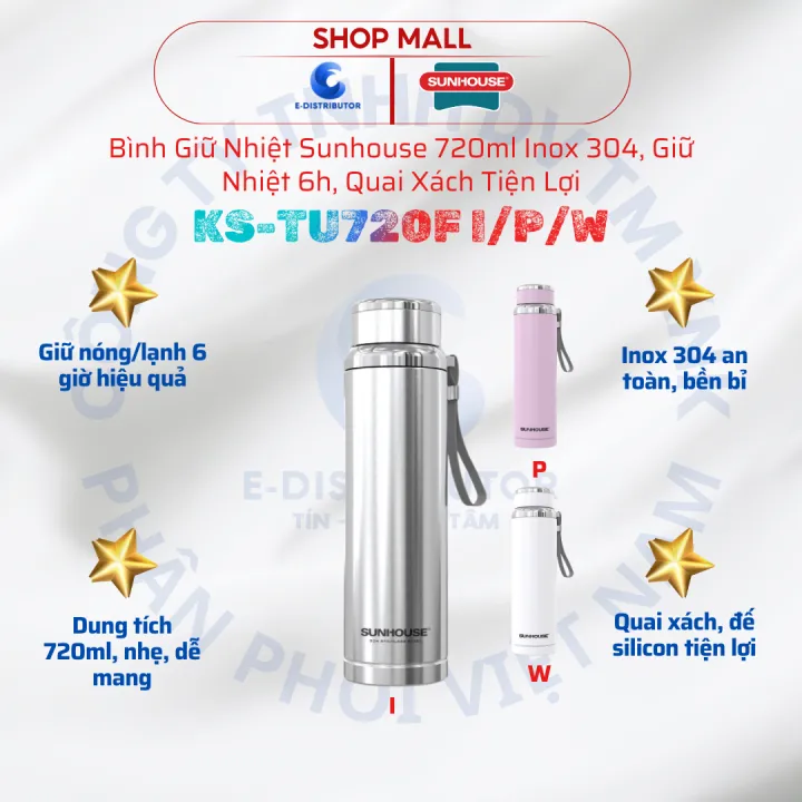 Sunhouse Bình Giữ Nhiệt Inox 304 KS-TU720FI 720ml Giữ Nhiệt Lạnh 6 Giờ ...