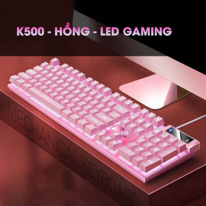 Bàn phím máy tính có dây giả cơ SIDOTECH K500 gaming led rgb màu hồng hành trình phím vừa phải giúp gõ nhanh chống nước tốt cho pc laptop chơi game văn phòng - Hàng chính hãng