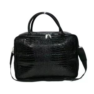 AlloAMT Tas Koper Croco Travel Bag Kulit Buaya Sintetis Hitam waterproof