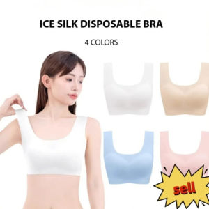 JURHOMIE Built-in Chest Pad Disposable Underwear Ice Silk Seamless Disposable Bra Gather Disposable Bralette Women