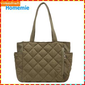 Women Down Satchel Bag Zipper Soft Sling Bag Adjustable Strap Diamond Quilted Tote Bag Padding Shoulder Bag Shopping Bag