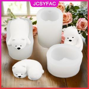 JCSYFAC 1 Piece gấu Silicone nến khuôn mini 3D Gấu bắc cực nến khuôn bánh trang trí DIY handmade fondant đất sét sô cô la khuôn