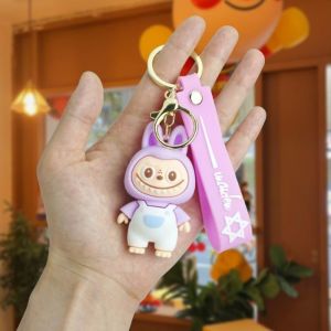 Kawaii Anime Labubu Keychain for Girls Mobile Phone Chain Key Buckle Accessories Bag Pendant Toys