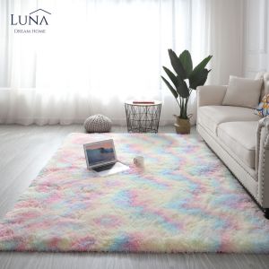 LUNA [Elegant Rug] Hari Raya Perfect Gift Ins Living Room Fur Furry Carpet Modern Big Anti Slip Tatami Lightweight Rug Absorbent Floor Mat Living Room Entrance Mat Area Carpet