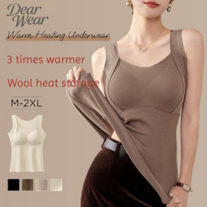 Winter Warm Underwear Wool Silk Thermal Inner Wear Vest Heating Body Slim Women With Chest Pad Tank Tops