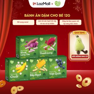 Combo bánh ăn dặm cho bé vị Thanh long Việt quất Khoai lang Chuối Bắp hộp 12g