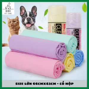 Khăn tắm thấm hút nhanh dành cho chó mèo CLEAN CHAM loại có hộp size lớn 66cmx43cm - Bibopetcare