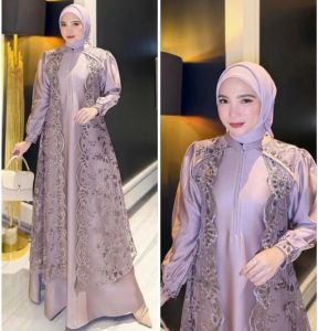 COD Devita Dress Matt Velvet Mix Brukat Size XL Baju Dress Kondangan Wanita Dewasa Terbaru 2025 New