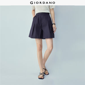 Giordano Women Belted high waist pleated shorts Free Shipping 05406302
