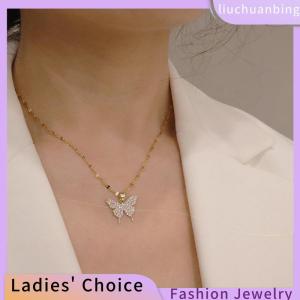 [COD] liuchuanbing Jewellery Korean Fashion Golden Pendant Butterfly Necklace for Women neck chain Stainless steel Jewelry Female
