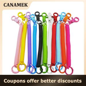 【 CANAMEK 】 Colorful Lobster Clasp ID Card Holder Lanyard Keyring Anti-lost Spring Rope Retractable Keychain Mobile Phone Chain