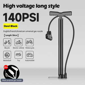 Portable Bicycle Pump Air Pump Manual Pump with Gauge Black Air Pressure Pump for Ball Bicycle Motorcycle Tyre Easy Lightweight Pam Angin Mudah With Gauge 160 PSI Air Pump