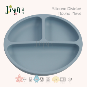 JIYU [JB-004] Silicone Divided Round Plate / Piring Silikon Bulat dengan 3 lubang BPA FREE