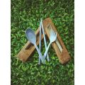 (25 PCS) Souvenir 1 SET Sendok Garpu Sumpit Travel Go Green Kemas Box Rustic Coklat Murah Unik Mewah. 