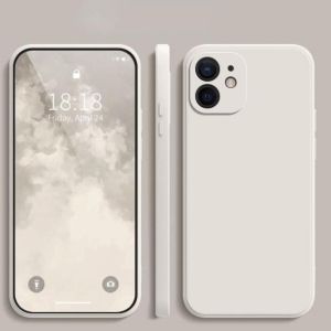 เคสโทรศัพท์ซิลิโคนเหลวขอบตรงสำหรับ iPhone 11 12 13 14 15 Pro Max X XR XS Max 14 15 7 8 6 6S Plus SE 2020 เคสโทรศัพท์ซิลิโคนเหลวขอบตรงทรงสี่เหลี่ยมจัตุรัสกันกระแทก