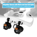 Headband Magnifier Eye Loupes Eyeglass Style Hands-Free Magnifying Glass Multiple Magnifications with Warm and Cool LED Lights. 