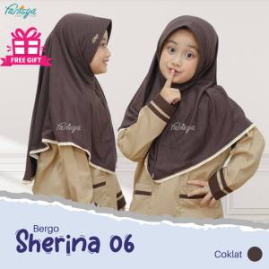 Fanisya Bergo Sherina SD Coklat | Putih 06 Jilbab Instan Seragam Sekolah Anak