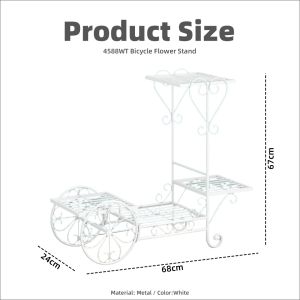 【i.Rumah】 Flower Pot Plant Stand Storage shelf Organizer Plant Shelf Classical Design Iron Design Bookshelf Round For Office Home Garden