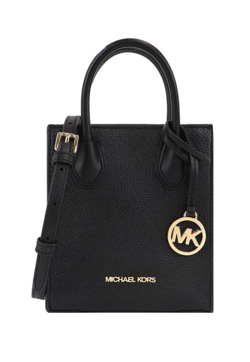 Michael Kors Mercer Extra-Small Pebbled Leather Crossbody Bag - Black ...