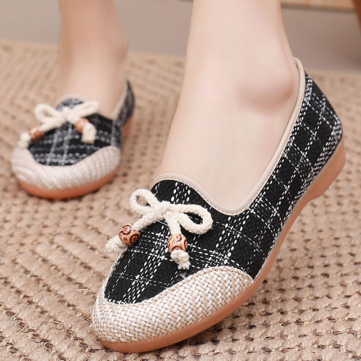 wtMei New Women's Loafers shoes Soft Slip-on Women Single Shoes Old Beijing  Cloth Shoes Moccasins shoe Lazada PH